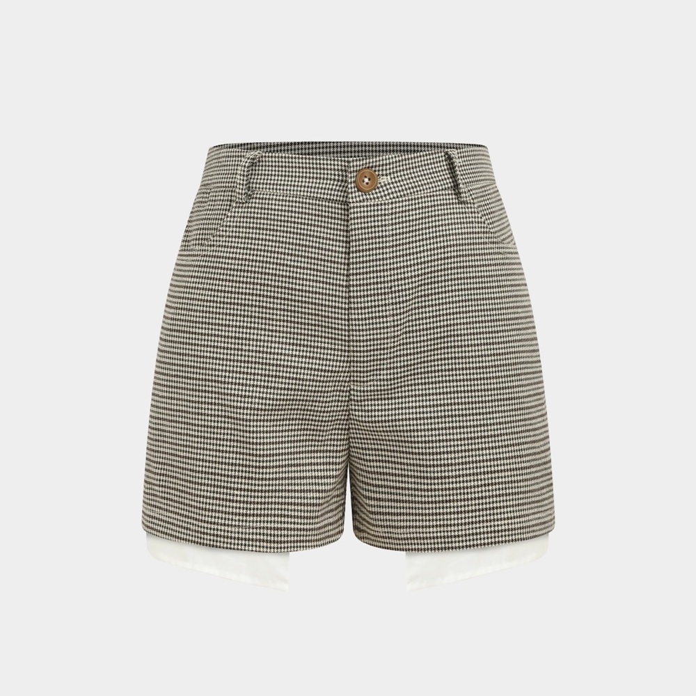 NEW Cider Black and White Houndstooth High Waist Shorts